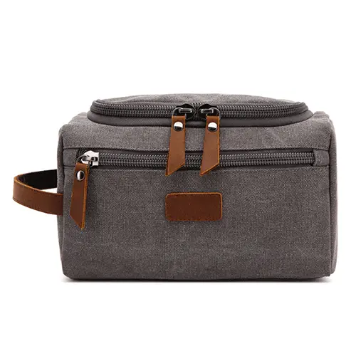 Guangzhou Factory OEM Vintage Portable Cotton Canvas Mens Toiletry Kit Bag